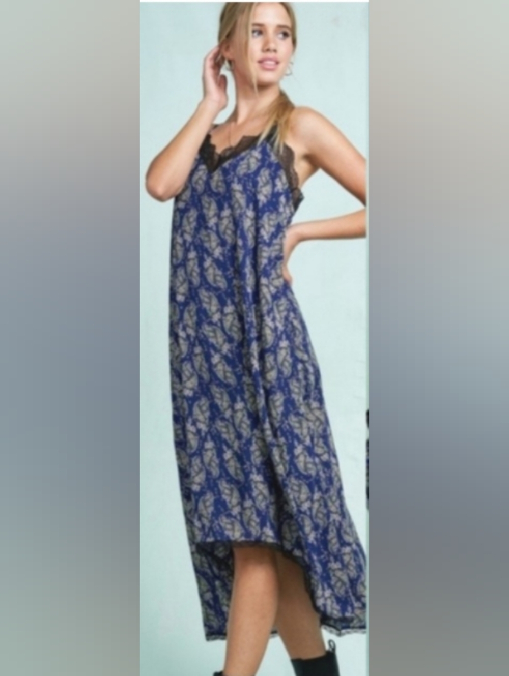 La Miel Boho High Low Slip Dress Cottage Cabin Prarie Fairy Grannycore